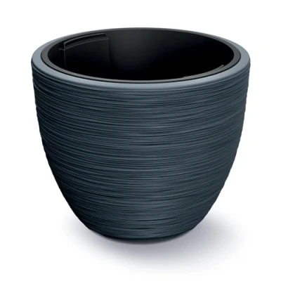 Afbeelding van Tymar Bloempot met inzet, kunststof plantenbak, groot (DBFU antraciet, diameter 40 cm)