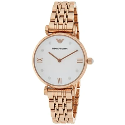 Image de Emporio Armani Montre femme en acier inoxydable Tonalité or rose à deux aiguilles AR11267, or, Bracelet