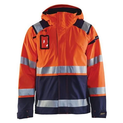 Image de Veste hardshell haute visibilité orange fluorescent/marine