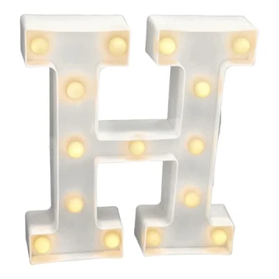 Afbeelding van JANDEI Lichtgevende letters en cijfers, warm licht, decoratie milieu, bedlampjes, vitrines, bruiloften, verjaardagen, feestjes. Werkt op AA batterijen niet inbegrepen (Brief H)