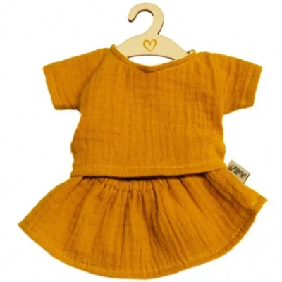 Afbeelding van Hollie poppenkleding rok en shirt ochre 34 cm
