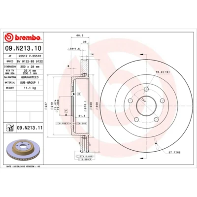Afbeelding van Brembo Remschijf 09.N213.11