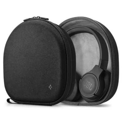 Afbeelding van Spigen Klasden Pouch Universeel Koptelefoon Hoes Beschermhoes met Kabelvak Opberger voor Oplaadkabel Reisetui/Travelbag Geschikt AirPods Max, Sony, JBL Zwart