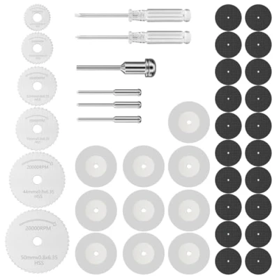 Afbeelding van Chiluxendo 42 stuks houten snijschijven voor mini boormachine, slijpschijven houtsnijders, cirkelzaagbladen, booraccessoires, metalen
