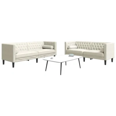 Image de vidaXL Ensemble de canapé Chesterfield et traversins 2pcs velours3209298