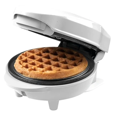 Afbeelding van Bestron Mini wafelijzer voor klassieke wafels, met antiaanbaklaag, kinderfeestjes, Familiefeest, Pasen of Kerst, Kleur: Wit