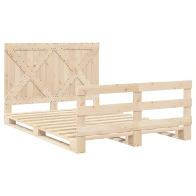 Afbeelding van vidaXL Bedframe met hoofdbord massief grenenhout 160x200 cm