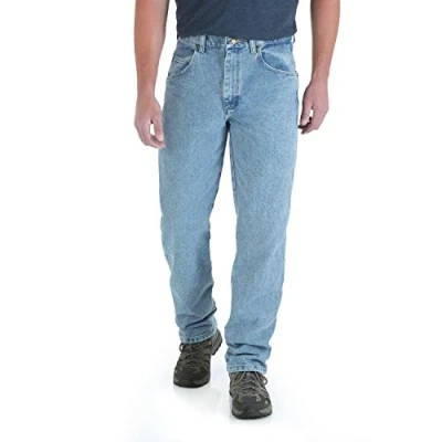 Afbeelding van Wrangler robuuste jeans met casual pasvorm voor heren, Indigo blauw vintage stijl