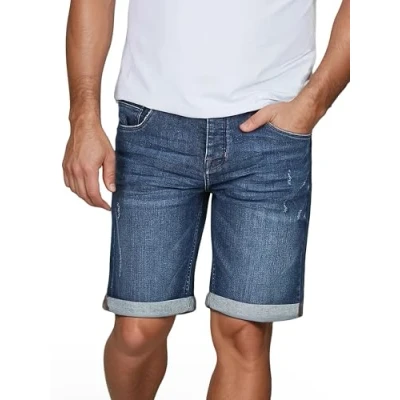 Afbeelding van riverso RIVTom Korte broek voor heren, regular fit, Denim short, 99% katoen, bermuda, grijs, lichtblauw, blauw, w30, w31, w32, w33, w34, w36, w38, w40, w42, Dark Blue (D250), 42