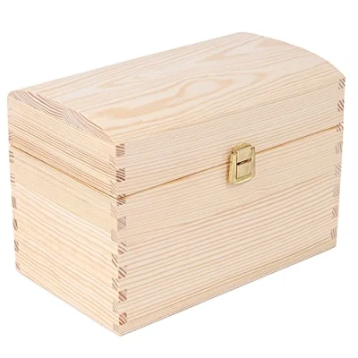 Afbeelding van Creative Deco Grote Doos Schatkist Opbergkist Houten 25 x 15 17 cm met Deksel Kerst, Kerstmis Cadeau