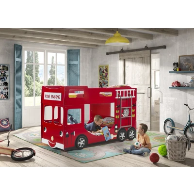 Afbeelding van LUCEVI Carbeds Fire Truck stapelbed 90x200cm Rood