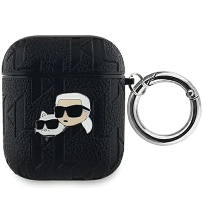 Afbeelding van Karl Lagerfeld Monogram &amp; Choupette Hoofdhoes voor AirPods 1/2 zwart