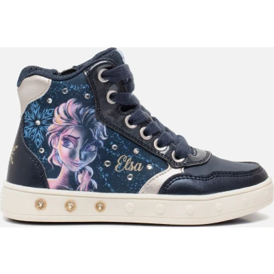 Afbeelding van Geox Disney Frozen ELSA Skylin GIRL Sneakers hoog voor kinderen, Maat: 26, Navy/platinum Imitatieleer/ textiel