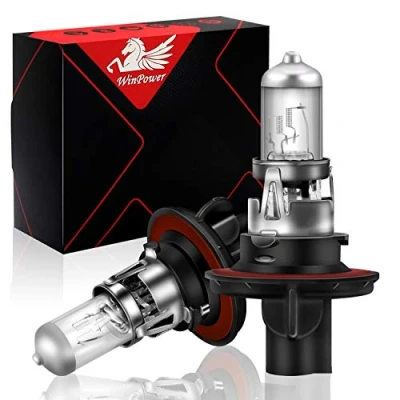 Afbeelding van WinPower H13 60/55 W halogeenlampen, grootlicht/dimlicht, 3000 K, geel, superhelder, 12 V, auto, 2 stuks
