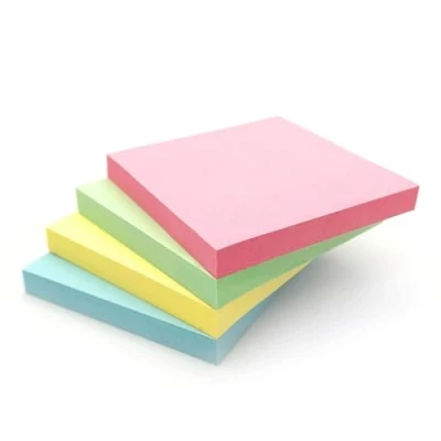 Afbeelding van 400 zelfklevende pastelnotities (76 x 76 mm), verwijderbare notitieblokken in blauw, roze, groen, geel, 4 blokken (elk 100 vellen), voor kantoor, thuis en school, verpakkingen
