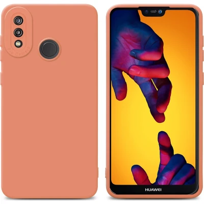 Afbeelding van Cadorabo Hoesje geschikt voor Huawei P20 LITE 2018 / NOVA 3E in Fluid LICHT ORANJE Beschermhoes gemaakt van flexibel TPU silicone Cover Case