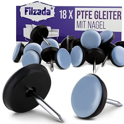 Afbeelding van Filzada® 18 x Teflon stoelglijders Ø 19 mm (rond) professionele meubelglijders / vilt om te spijkeren