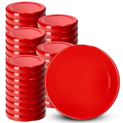 Afbeelding van KADAX 50 stuks schroefdeksel met diameter van 58 mm, metalen twist off deksel, reservedeksel voor inmaakpotten en weckpotten, deksel 4 inkepingen, rood