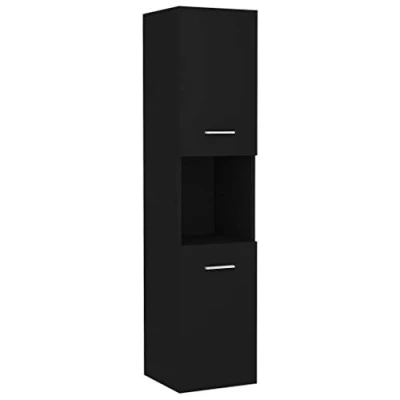 Afbeelding van vidaXL Badkamerkast, zwart, 30 x 130 cm, bewerkt hout