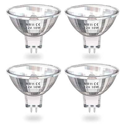Afbeelding van Klarlight MR11 halogeenlampen, 10 W, 12 V, dimbaar, G4, GU4, warmwit, 2800 K, komt overeen met halogeen, voor thuis, landschap, inbouw, railverlichting, set van 4