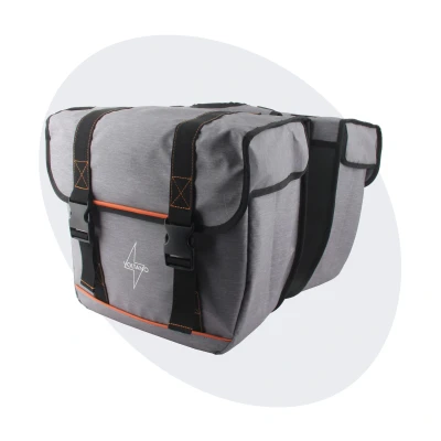 Afbeelding van Voltano Dubbele Fietstas Premium Afgeschuind Grijs 44 Liter