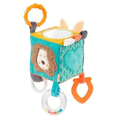 Afbeelding van Fehn Funky Friends 066029 ontwikkelingsdobbelsteen motorisch ontwikkelingsspeelgoed om aan te hangen voor baby&#039;s en peuters vanaf 0 maanden afmetingen: 10 x cm