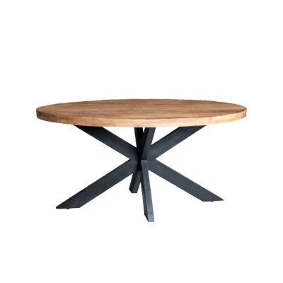 Afbeelding van LivingFurn Ovale Eetkamertafel Mangohout 160cm Bruin