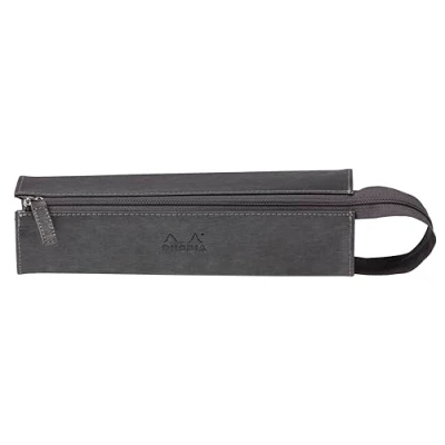 Image de RHODIA 319041C Trousse Plumier rama Titane 23 x 5 cm Ouverture à Plat pour Utilisation en tant que Simili Cuir Rangement Stylos, Crayons, Feutres, Petites Fournitures