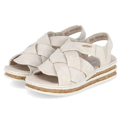 Afbeelding van Rieker Sandalen met plateauzool, Dames, Maat: 39, Crema Kunststof