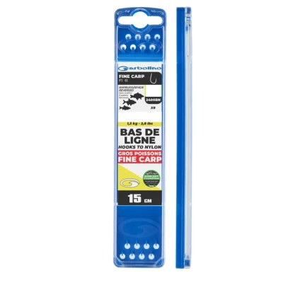 Image de Garbolino Bas de Ligne Montés Compétition Fine Carp F1 R 15cm (8 pcs) Maat : Haak 14 (2400BN) 0.142mm Super Soft