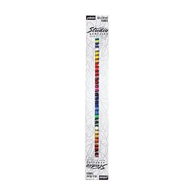 Afbeelding van Pébéo Studio Acrylics Etui met 40 tubes à 20 ml, verschillende kleuren en kwast, set acrylverf assortiment acryl, van ml