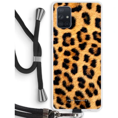Afbeelding van Case Company® hoesje met Koord geschikt voor Samsung Galaxy A71 Luipaard Telefoonhoesje Zwart Bescherming aan alle Kanten en Over de Schermrand