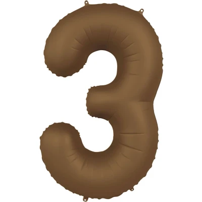 Afbeelding van Folat Folieballon Cijfer 3 Chocolate Brown 86 cm
