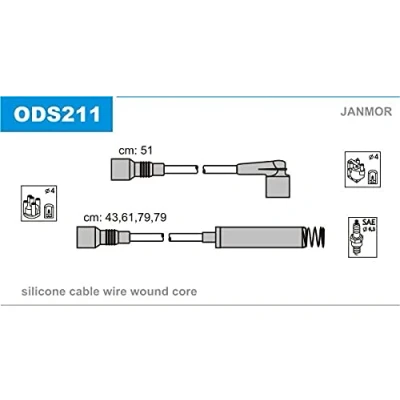 Afbeelding van JANMOR ODS211 Bougiekabelset OPEL: Astra F Caravan