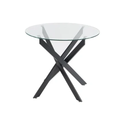 Afbeelding van Vente unique Ronde eettafel 2 personen van gehard glas en zwart metaal Transparant COSIMA L 90 cm x H 77 D
