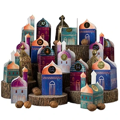 Afbeelding van Papierdrachen DIY Ramadan kalender om te vullen en knutselen, 30 kleurrijke vouwdozen decoreren, geschenkdozen, Eid Mubarak, herbruikbaar, 1 delig