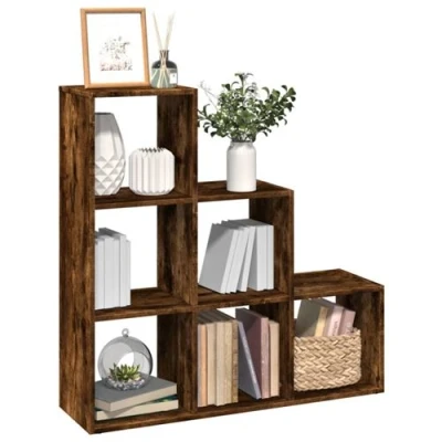 Image de vidaXL Étagère séparatrice de pièce à 3 niveaux chêne fumé 99x29x99 cm857962