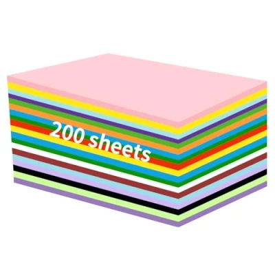 Afbeelding van 200 vellen gekleurd A4 papier: dubbelzijdig origami papier en karton (70 g/m²), 20 heldere kleuren, perfect voor kunst knutselactiviteiten van kinderen, 297 mm x 210