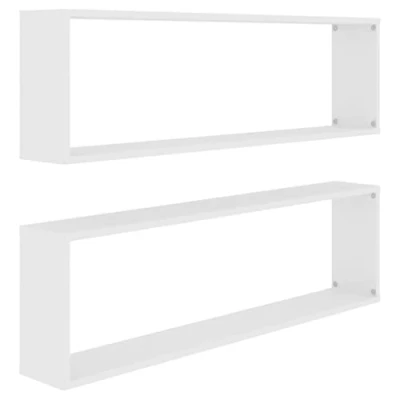 Afbeelding van vidaXL Wandkubusplanken 2 stuks wit 100x15x30cm bewerkt hout