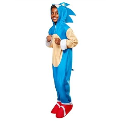 Afbeelding van Rubies Sonic Deluxe kostuum voor jongens en meisjes, met overschoen hoofdaccessoires, officiële Sega licentie carnaval, verjaardag, feest cosplay