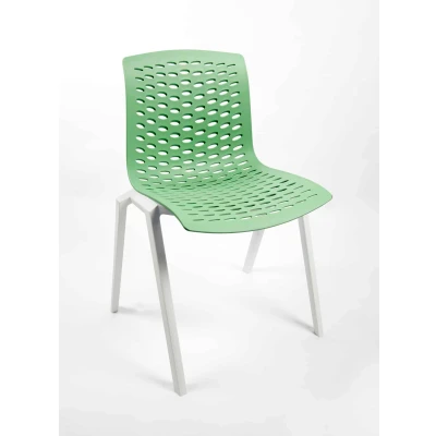 Afbeelding van Kantinestoel Flex Frame Wit Zitting Groen