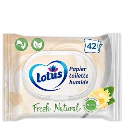 Image de Lotus Papier Toilette Humide Fresh Natural Sans colorant, ni parfum Fibres FSC 100% d’origine naturelle 42 unités (Lot de 1)