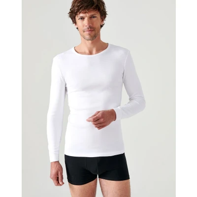 Afbeelding van Damart T shirt met ronde hals van klassiek gebreide Thermolactyl stof Heren Wit M