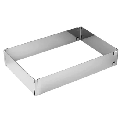 Afbeelding van Zenker 7709, baklijst, rechthoekig, uittrekbaar, taartframe, frame voor bakwaren, roestvrij staal, zilver, 27,5 52 x 18,5 34 cm