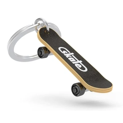 Image de Metalmorphose Porte clés alliage de zinc skateboard perle d&#039;or, balle brillante, chrome mat