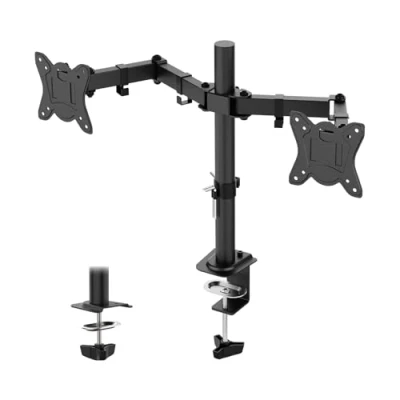Afbeelding van GRIFEMA Dubbele houder voor 13 27 inch led/lcd display, verstelbare arm twee monitoren, monitorarm gewicht tot 10 kg, in hoogte verstelbaar, VESA 75 x 75/100 100, zwart
