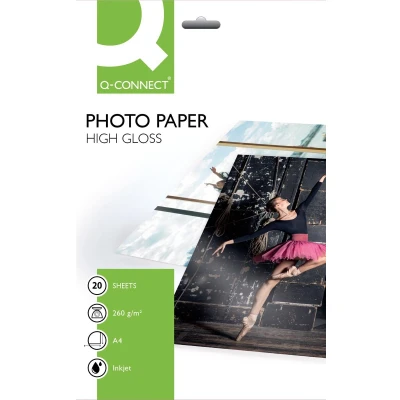 Afbeelding van Q Connect Inkjet Fotopapier, hoogglans (260 g/m², A4, 20 x), Wit