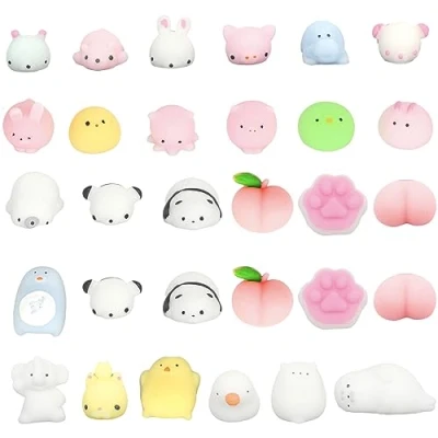 Afbeelding van 30 stuks mini Mochi Kawaii, Squishy Mochi, anti stress speelgoed voor jongens en meisjes, Pasen, Kerstmis, gastgeschenken, kinderverjaardag