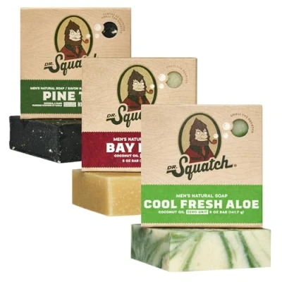 Afbeelding van Dr. Squatch Lot de 3 savons naturels pour homme Rhum laurier, aloe frais et goudron pin