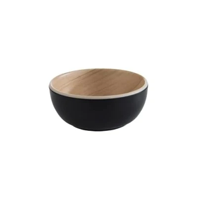 Afbeelding van APS Frida 84931 melamine kom zwart houtlook Ø 8,5 cm hoogte 3,5